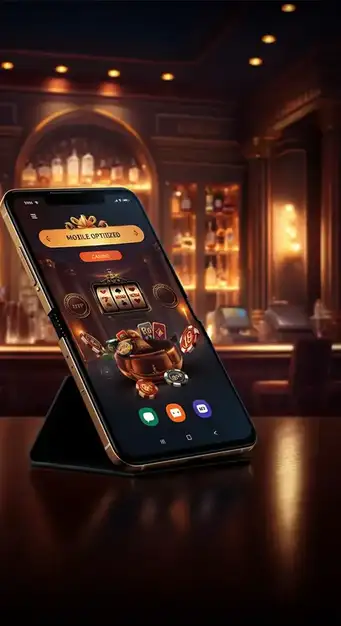 Interface Olympe Casino adaptée pour un smartphone affichant des machines à sous populaires et des options de menu tactile.